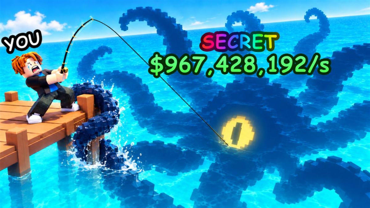 Official Deep Fishing screenshot showing a cast landing on the dock, with the depth bar visible on the right